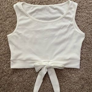 White Crop Top with Tie